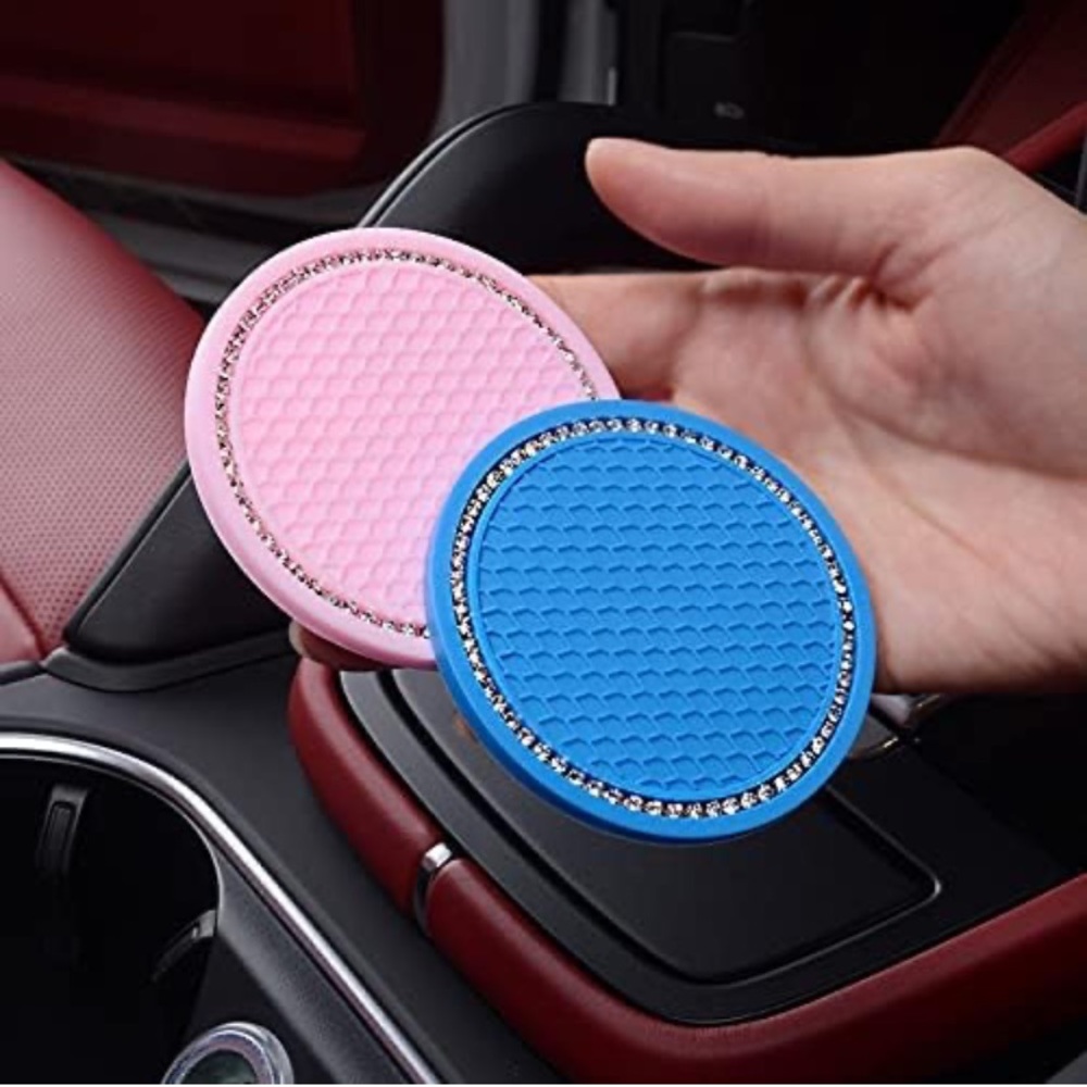 2PCS Universal Vehicle Bling Car Coasters for Cup Holders NEW DarkRED